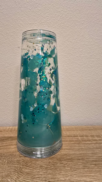 Sea Green Lava Cup with glitter and Seashells