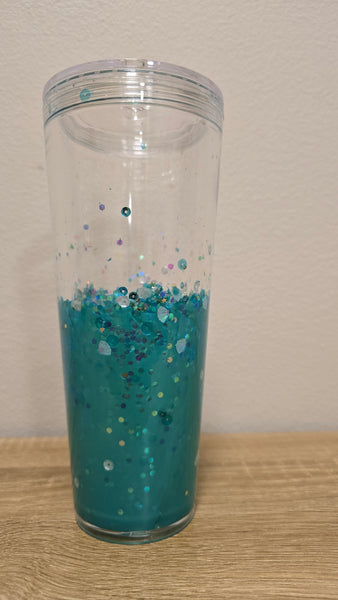 Sea Green Lava Cup with glitter and Seashells