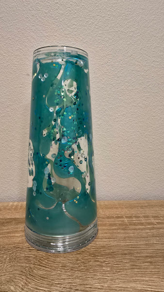 Sea Green Lava Cup with glitter and Seashells